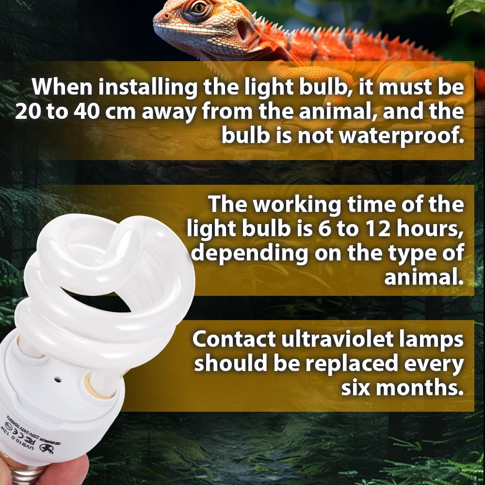 UVB Reptile Basking Lamp — 13W E27 Bulb for Vitamin D3 & Calcium Absorption