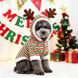Christmas Reindeer Dog Hoodie (Soft Flannel Warm Clothes)