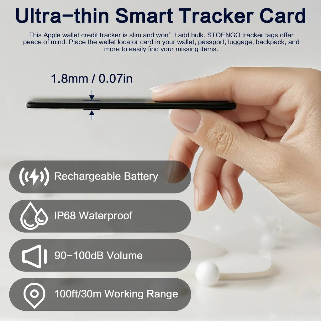 Ultra-Thin IP68 Waterproof GPS Tracker for Pets & Keys - Apple Find My (iOS)