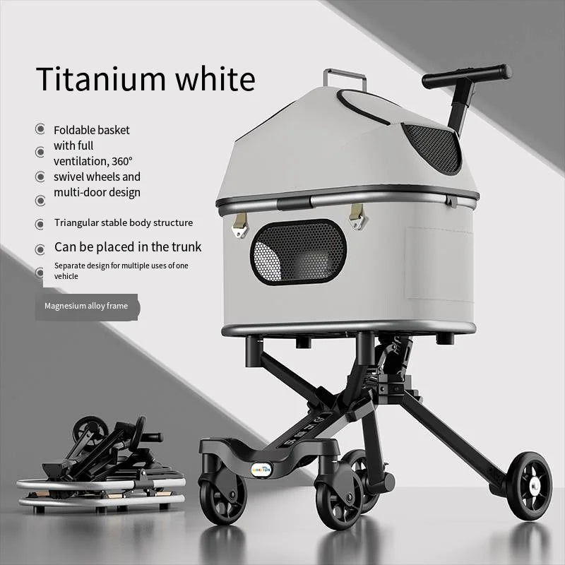 Magnesium Alloy Upgraded Pet Stroller Cart for Dogs & Cats — Lightweight Premium Outdoor Rolling Carrier
