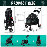 Pet Dog Cat Stroller, Outdoor Travel Pet Folding Stroller with Cup Holder, Breathable Visible Mesh Stroller for Medium Small Dog