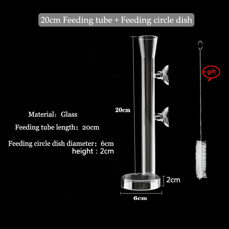 Glass Aquarium Shrimp Feeder Bowl & Tube (Transparent, Food Dish)