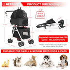 Double Pet Stroller with 2 Detachable Carriers for Small Dogs, Cats & Puppies