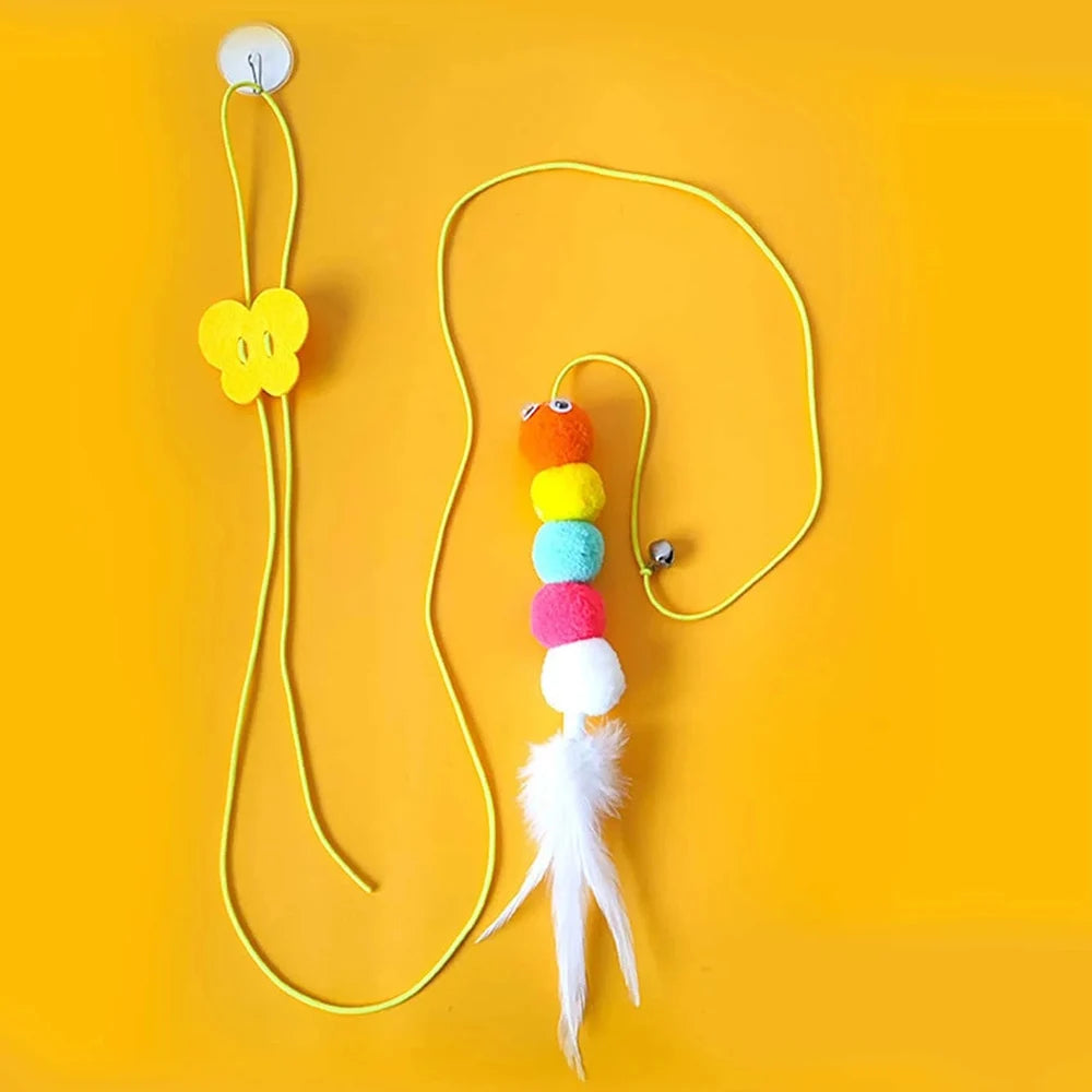 Elastic Rope Hanging Cat Teaser — Feather & Bell Self-Play Toy