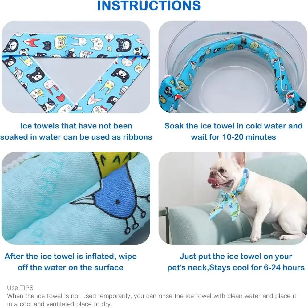Pet Cooling Ice Scarf 2-Pack (Reusable, Fast-Cooling, Adjustable Neck)