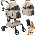 4-Wheel Pet Stroller with Detachable Carrier (Foldable, 50 lbs)