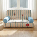 Striped Light Blue Padded Pet Sofa Bed