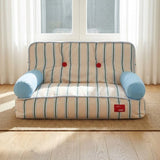 Striped Light Blue Padded Pet Sofa Bed