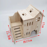 Solid Wood Small Pet Shelter — Natural House for Hamsters & Hedgehogs