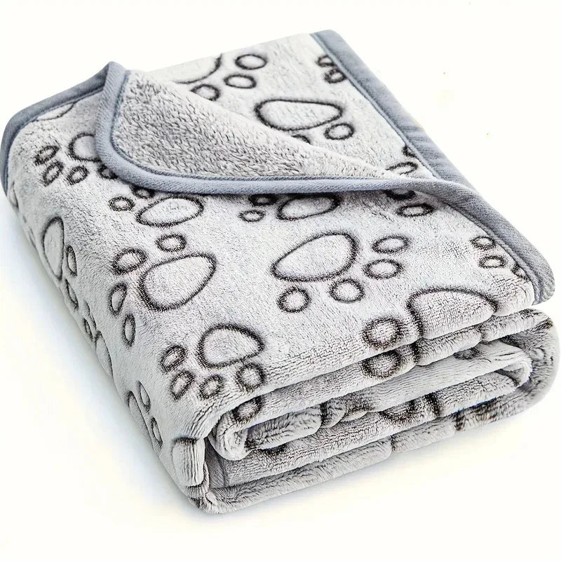 Fluffy Cartoon Print Pet Blanket — Soft Cotton Mat for Cats & Dogs