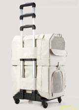 2Cat Carrier Soft-Sided Carriers with Telescopic Handle  2 in 1 Removable 2 Bags  Car Max for Double 15LB Cats and Small Dogs