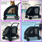 Large Capacity Foldable Dog Pet Stroller with Sunshade & Waterproof Fabric — Outdoor Travel Carrier