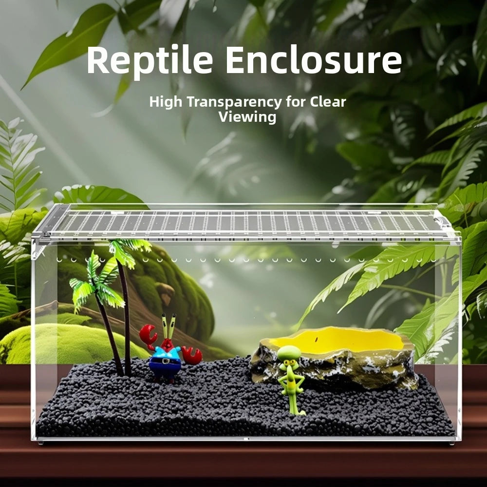 Clear Acrylic Reptile Terrarium — Ventilated Anti-Escape Habitat