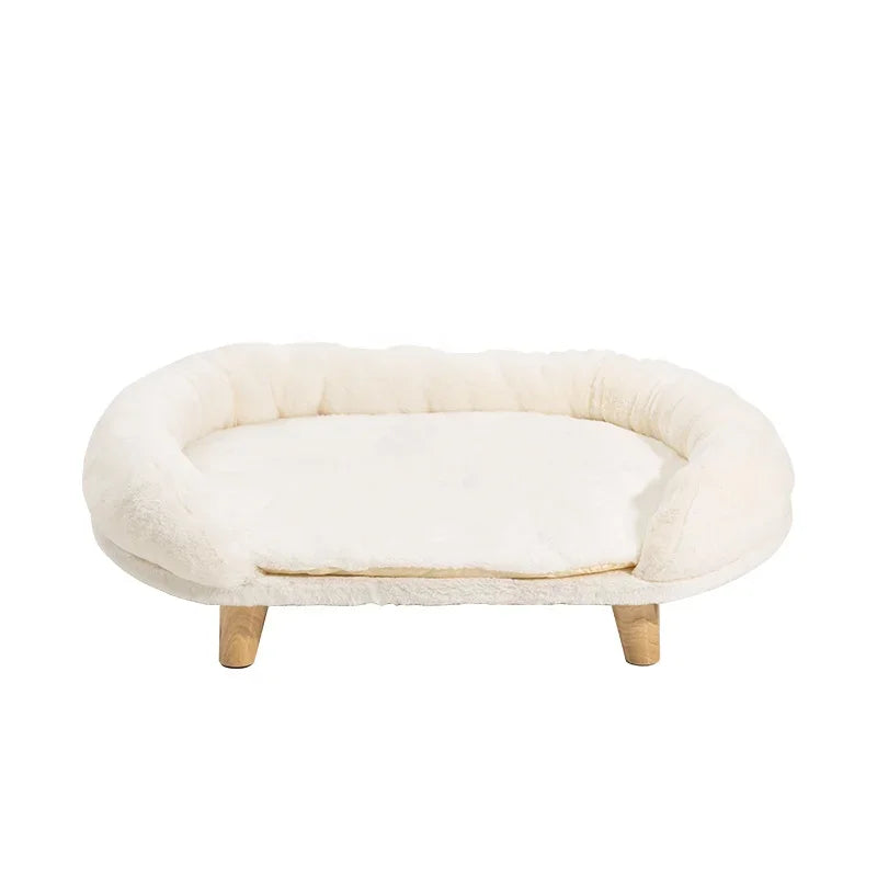 Plush Raised Pet Sofa Couch Bed with Anti-Slip Bottom