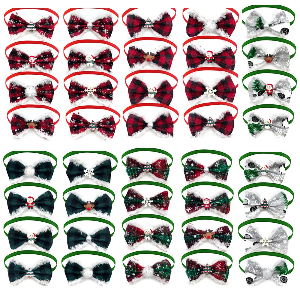 Christmas Bow Tie Collar 50-Pack for Small Dogs & Cats