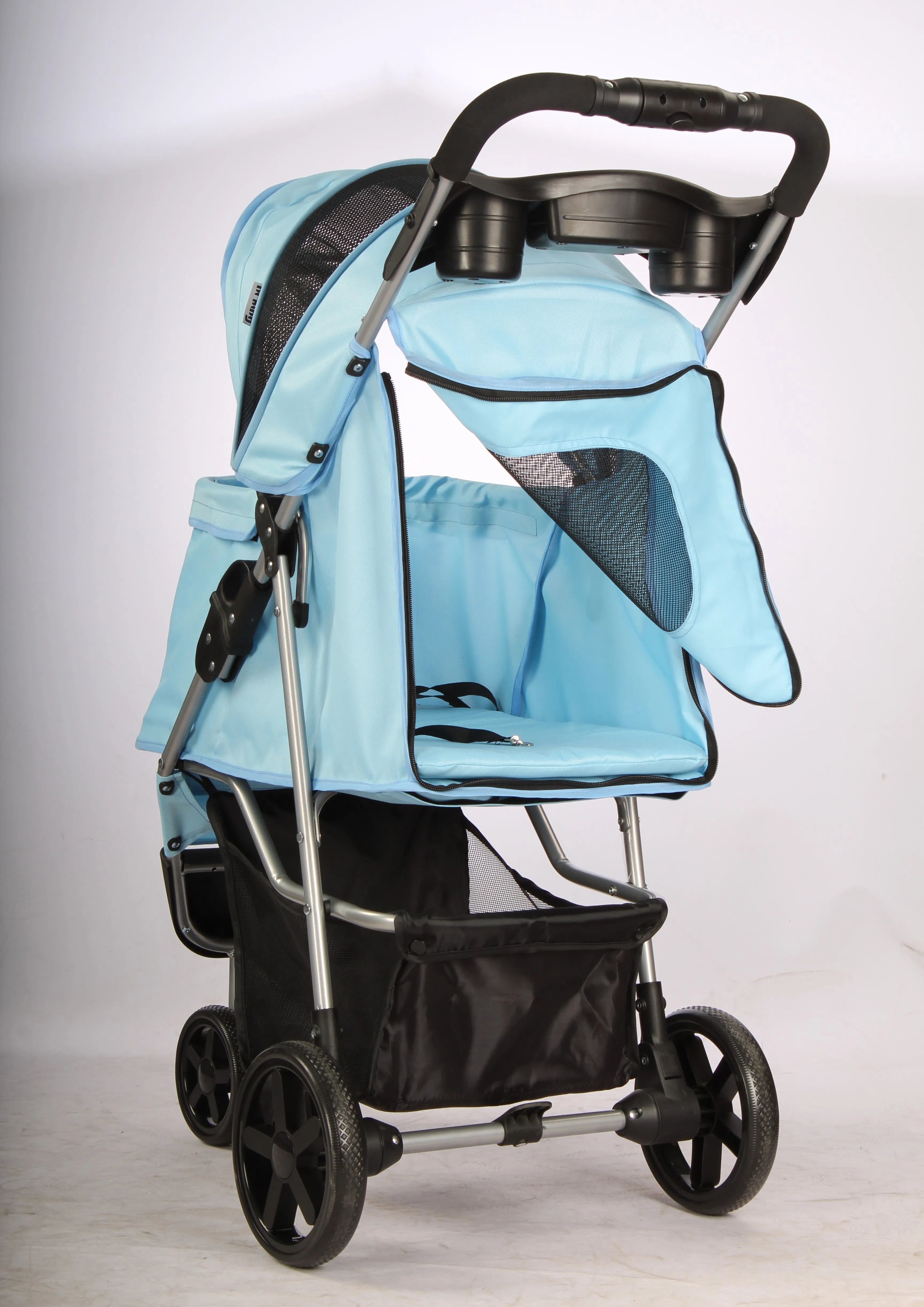 Luxury 3-Wheel Foldable Pet Stroller Trolley for Cats & Dogs — Premium Easy-Fold Outdoor Walking Cart