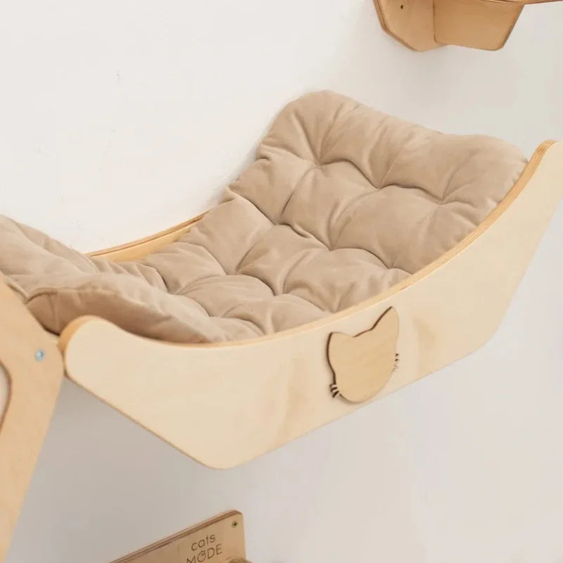 Wall-Mounted Wooden Cat Bed Basket