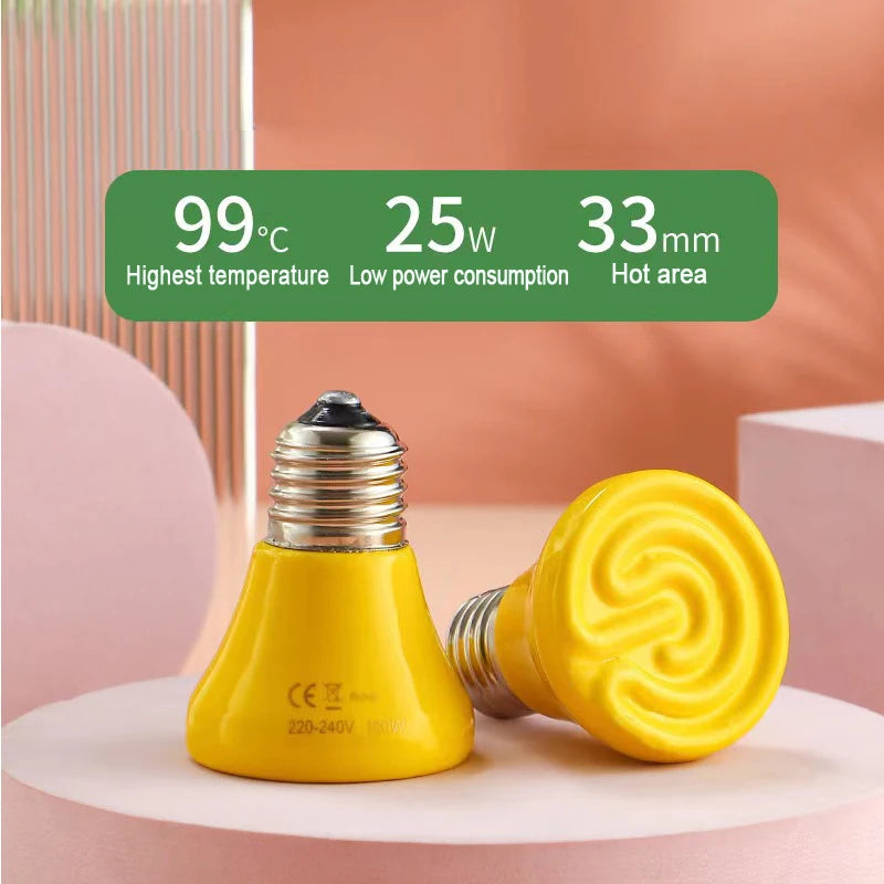 Far Infrared Ceramic Warmer Bulb — E27 Heat Lamp for Reptiles & Brooders