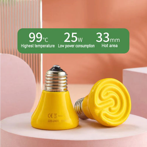 Far Infrared Ceramic Warmer Bulb — E27 Heat Lamp for Reptiles & Brooders