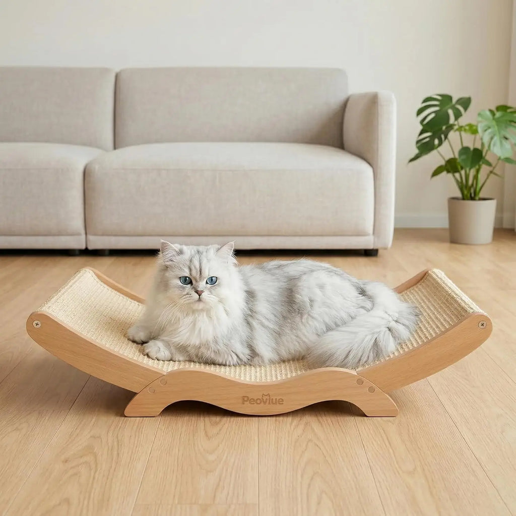 Cat Scratcher Lounge with Sisal Pad & Wooden Hammock