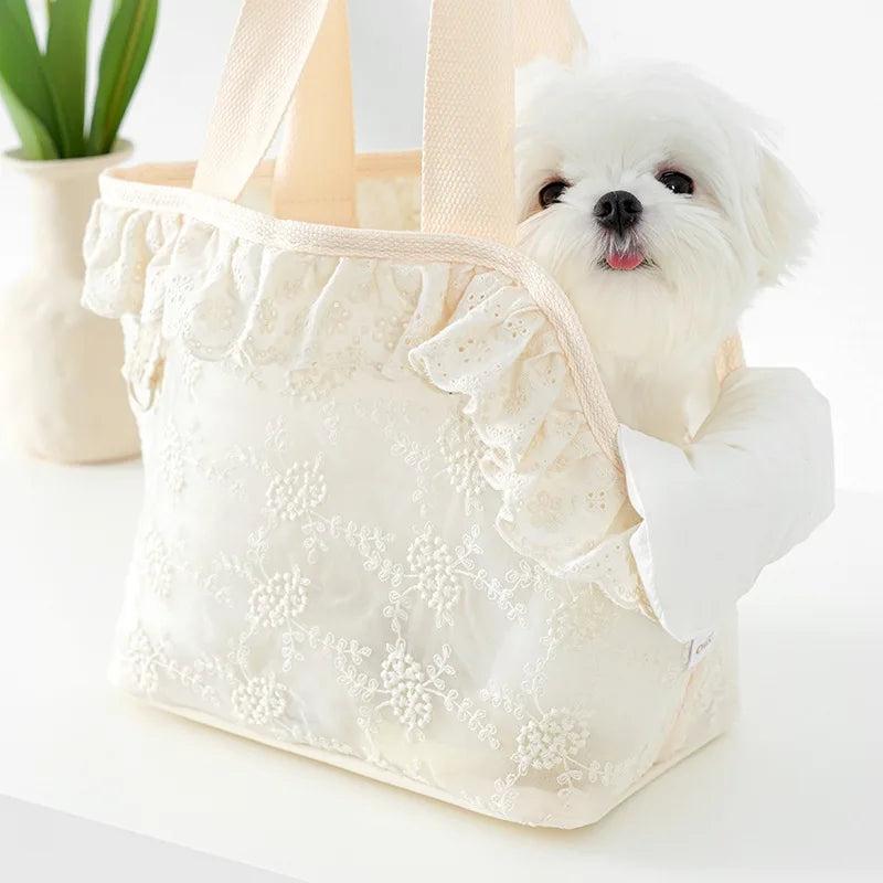 Lace Pet Outing Shoulder Bag (Breathable, Portable, Small Dogs)
