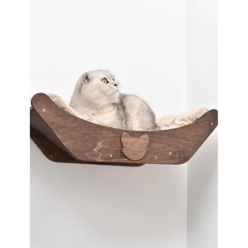 Wall-Mounted Wooden Cat Bed Basket