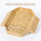 2-in-1 Anti-Slip Tortoise Water Dish — Bathing & Feeding Bowl with Ramp