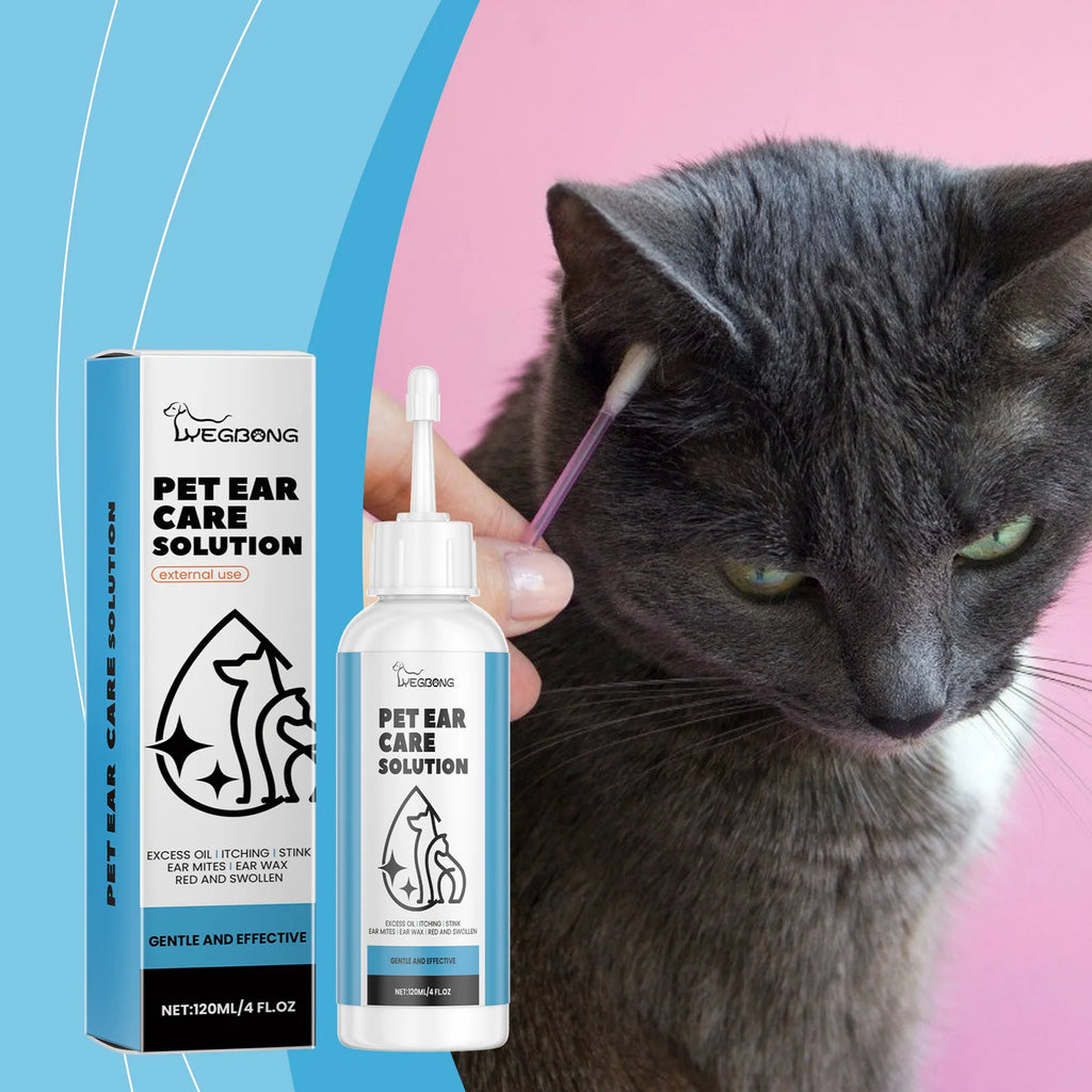 Pet Ear Cleaner Drops — Mite & Infection Care for Dogs & Cats, 120ml