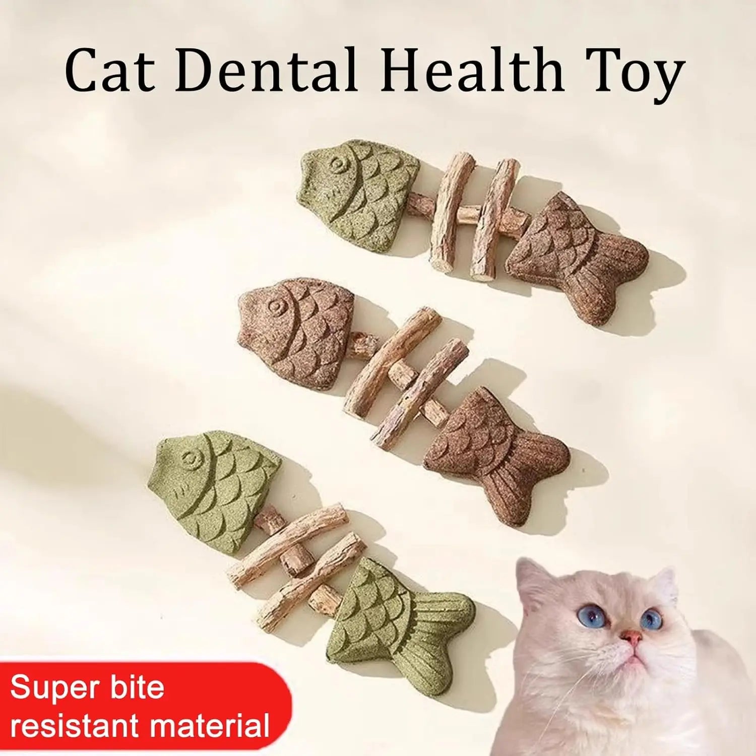 Fishbone Dental Chew Toy for Cats