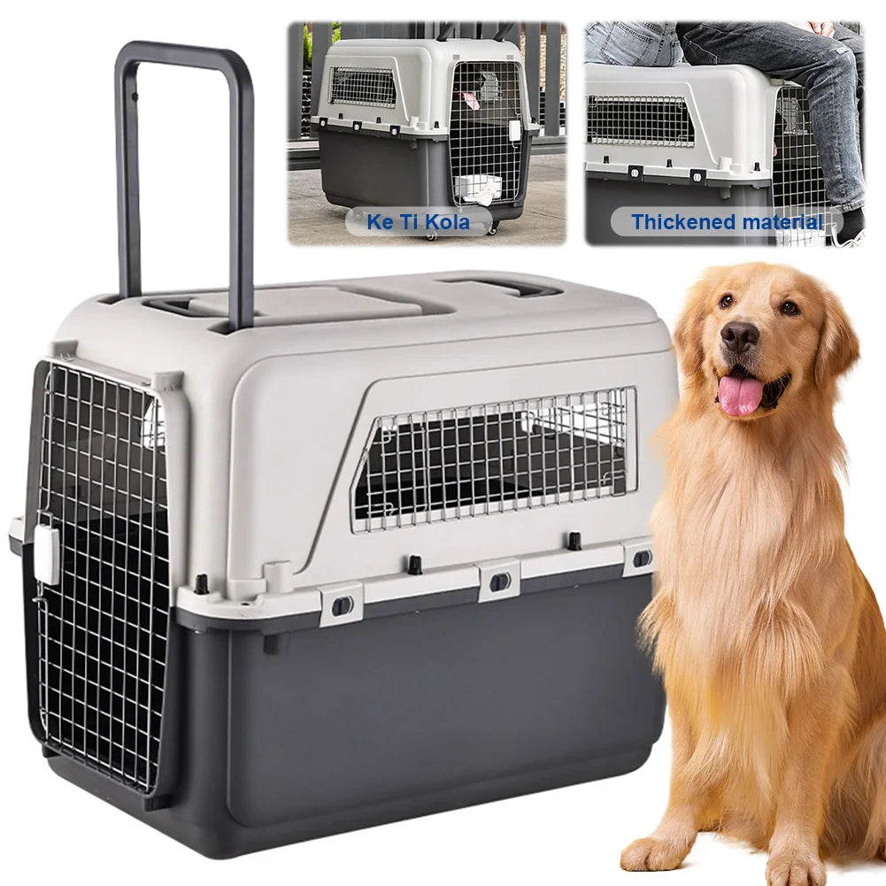 Rolling Pet Carrier with Wheels (Airline-Approved, Up to 44 lbs)
