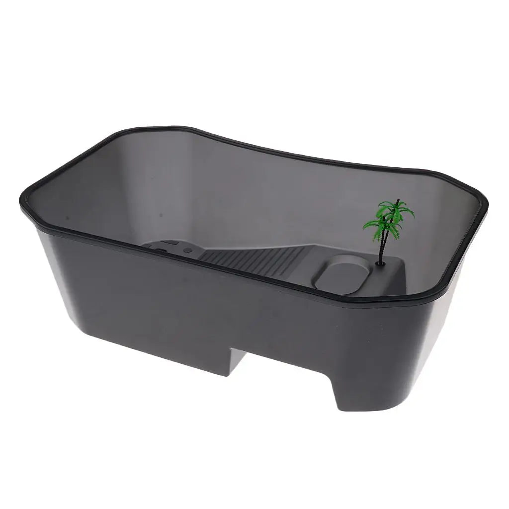 Turtle Tank with Coconut Tree Décor — 5-Zone Terrarium for Turtles & Reptiles