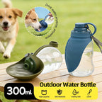 Foldable Dog Water Bottle (300ml, Silicone, Leaf Design, Outdoor)