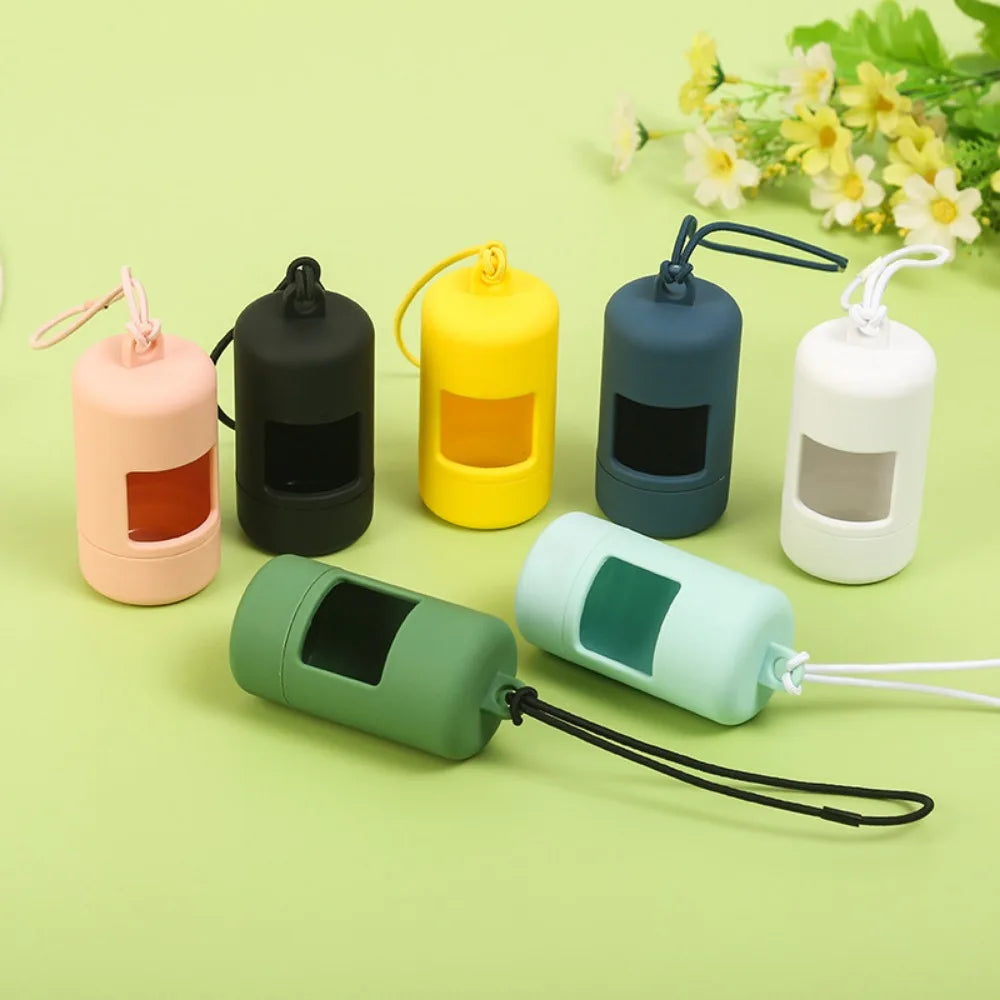 Candy Color Dog Poop Bag Holder (Plastic, Hanging Rope, Portable, Bright)