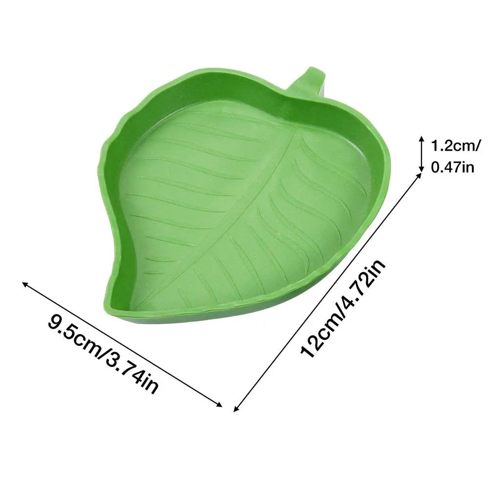 Leaf-Shaped Reptile Food & Water Bowl — Decorative Terrarium Dish