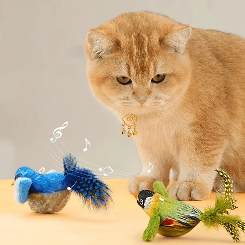 Chirping Electric Bird Toy — Catnip Hanging Cat Toy, 3-Pack