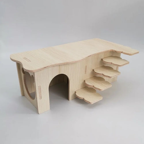 Wooden Multi-Room Hamster Maze House — Modular Habitat & Ladder Set