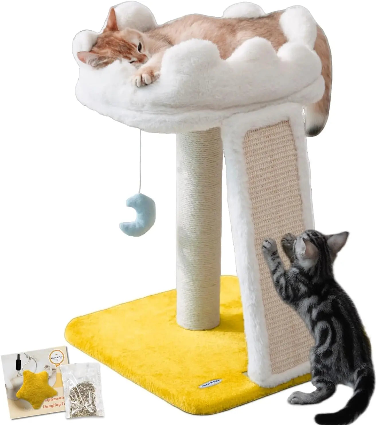 Cat Tree with Cloud Bed & Scratching Post + Catnip