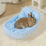 Fluffy Bunny Princess Bed — Plush Nest with Lace Trim