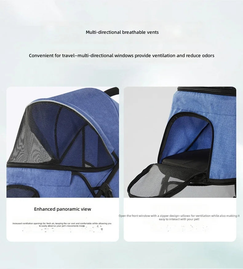 Lightweight 3-Wheel Dog & Cat Stroller for Small to Medium Pets