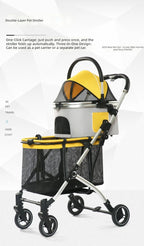 Double-Deck Shock-Absorbing Pet Stroller for Dogs & Cats — Durable Outdoor Multi-Pet Travel Carrier