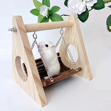 Apple Wood Hamster Swing & Chew Toy — Triangular Wooden Playground