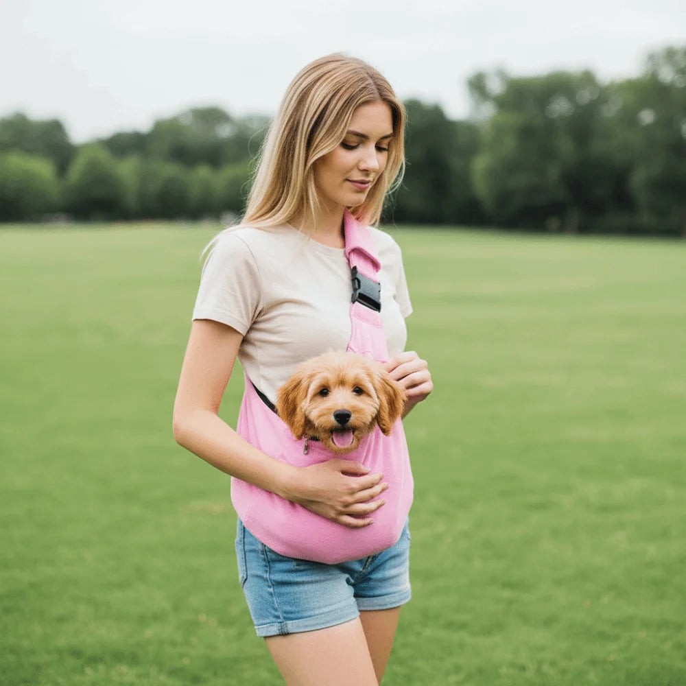 Double-Sided Pet Crossbody Carrier Bag (Large Capacity, Safety Harness)