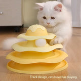 3-Layer Cat Turntable Tower — Interactive Ball Chase & Spin