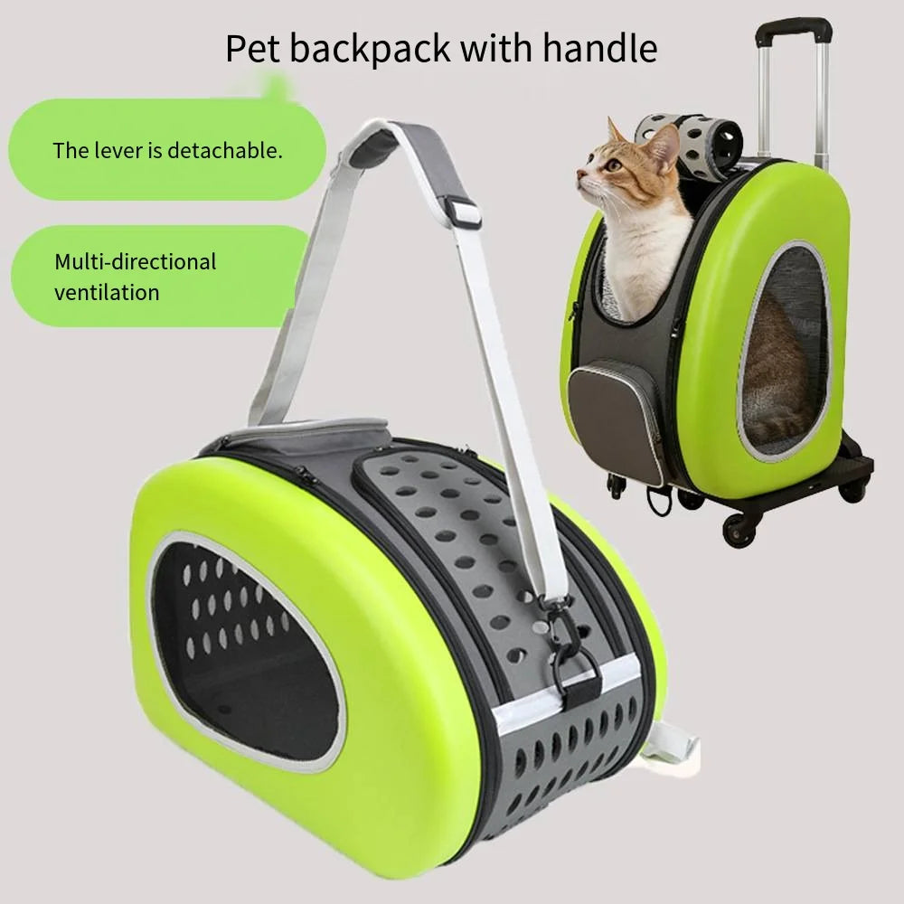 Multi-Carry Breathable Pet Suitcase & Cat Backpack — Foldable Portable Outdoor Bag for Dogs & Cats