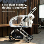 Lightweight Foldable Detachable Transparent Pet Stroller with Outdoor Walking Cart for Small & Medium Dogs