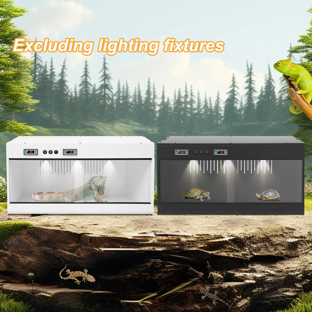 Large Reptile Terrarium — 80×40×40cm Habitat with Digital Thermostat & Sliding Glass Door
