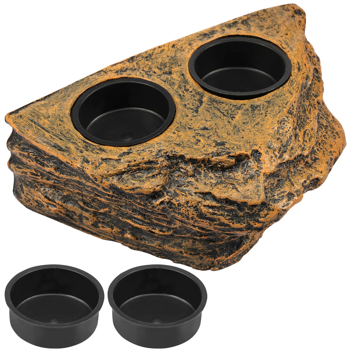 Magnetic Reptile Feeder Ledge Set — Elevated Dish with 4 Bowls