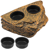 Magnetic Reptile Feeder Ledge Set — Elevated Dish with 4 Bowls