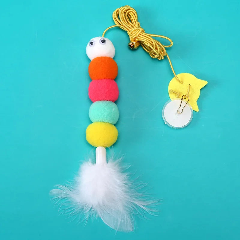 Hanging Cat Toy with Telescoping Rope & Feather — Interactive Kitten Scratch & Play Simulation Toy