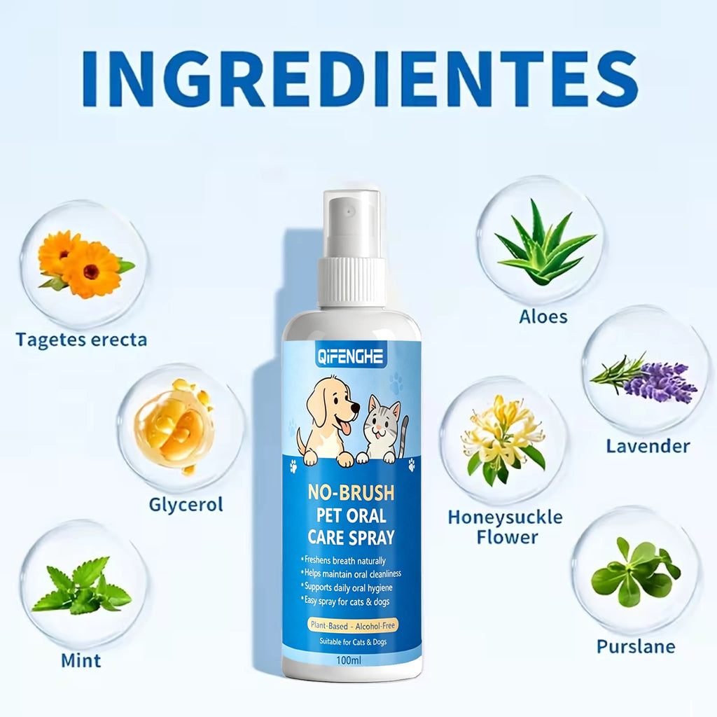 No-Brush Dental Spray for Dogs & Cats — Alcohol-Free Plant-Based Breath Freshener